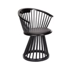 Tom Dixon - Fan Dining Chair, Svart - Ruokapöydän tuolit - Musta - Nahka/Puu