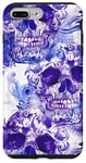 Coque pour iPhone 7 Plus/8 Plus Aquarelle violette ethnique horreur bleu feu flamme crâne