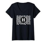 Womens initial name monogram white letter H soccer football player V-Neck T-Shirt