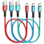 Short Usb C Cable 50Cm 3 Pcs, 0.5M Usb-C Fast Charger Cord For Samsung Galaxy S10 S9 S8 Plus Note 9 8, Power Bank And Other Usb Type C Devices[X4217]