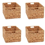 Trademark Innovations Lot de 4 grands paniers rectangulaires pliables en osier tressé pour rangement