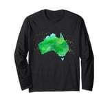 Australia Down Under Watercolor Australian Flag Map Long Sleeve T-Shirt