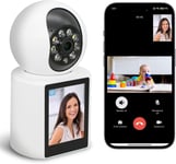 Caméra De Sécurité Avec Appel Vidéo Et Application Mobile, Wifi 3Mp 2.8"" Screen Indoor Baby/Elder/Nanny/Dog/Pet Camera, One-Click Call/Two-Way Video/Pan Tilt/Motion Detection Auto Tracking