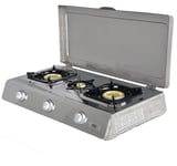 NSD-3C Stainless Steel Gas Cooker 3 Flame Camping Stove With Safety Pilot + Lid