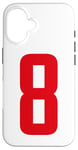 iPhone 16 Number 8 in Red printed both sides Case