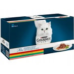 Purina Gourmet perle Adulte Chat Les Filettines En Sauce Bœuf, Poulet, Lapin, Saumon 60 x 85 g Sachet fraicheur (7613035826915)