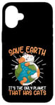 Coque pour iPhone 16 Plus Save Earth Cat Lovers, une planète mignonne qui s'embrasse