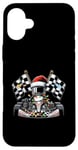 Coque pour iPhone 16 Plus Chapeau de Noël Go Kart Racing Karting Racer