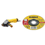 DEWALT - Meuleuse d'Angle - DWE4237-QS - Meuleuse avec Protection Anti-Redémarrage - Lame Ø125mm - Régime à Vide 11500 tr/min - 1400W & Disque à tronçonner le métal 125x22.3mm, épaisseur 3.0mm