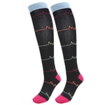 DAUERHAFT Not Easy to Deform Comfortable Sports Stockings Gradient Decreasing Pressure 1 Pair,for Training,Running,Cycling,Marathon,Night Running(Black lightning)