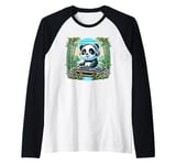 Funny Panda Dj Headphones Graphic for Men Women Kids Raglan Baseball Tee