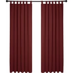 Deconovo - Lot de 2 Rideaux Occultant Isolant Thermiques Salon à Pattes, Taille Moyenne, 140x220 cm, Rouge - Rouge