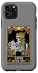 Coque pour iPhone 11 Pro Chat Squelette Carte de Tarot Gatos Before Vatos Funny Cat