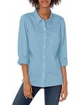 Tommy Hilfiger Women's Solid Button Collared Shirt with Adjustable Sleeves, kristallblau, XXL