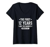 Womens 12 Year Wedding Anniversary Married Couples 12th Anniversary V-Neck T-Shirt