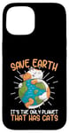 Coque pour iPhone 15 Save Earth Cat Lovers, une planète mignonne qui s'embrasse