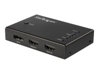 Startech.Com 4 Port Hdmi Video Switch - 3X Hdmi & 1X Displayport - 4K 60Hz - Video-/Ljudomkopplare - 3 X Hdmi + 1 X Displayport - Skrivbordsmodell