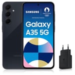 Samsung Galaxy A35 5G, Smartphone Android, 128 Go, Chargeur Secteur Rapide 25W Inclus [Exclusivité Amazon], Smartphone déverrouillé, Bleu Nuit, Version FR