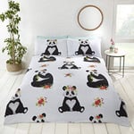 Rapport Home Rapport Panda Fun-Filled, Duvet Set, Cotton, Multi,2 pieces, Size: Single-135cm x 200cm