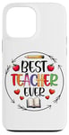 Coque pour iPhone 13 Pro Max Best Teacher Ever Crayon Apple Heart Book