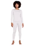 LAPASA Ensemble de sous-Vêtements Thermiques Femme Haut & Bas Maillot de Corps Manches Longues & Pantalon Chaud Automne/Hiver Blanc XXL