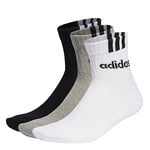 adidas Unisex 3-Stripes Linear Half-Crew Cushioned Socks 3 Pairs, medium grey heather/white/black, 8.5-10