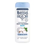 Le Petit Marseillais , Crème de Douche Haute Tolérance Riche Fleur de Coton (flacon de 400 ml) – 98% d'ingrédients d'origine naturelle – Pour tous types de peaux, même sensibles