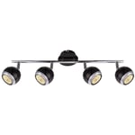 Etc-shop - Plafonnier Plafonnier Lampe spot Spot bar Lampe de salon Spot plafond, spots 4 flammes orientables, métal chrome noir, 4x GU10 led 3W