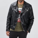 LIBERTO - veste style biker droite zippée noir homme