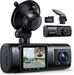 Dashcam Voiture Avant et Interieur avec Batterie,1080P FHD Camera Embarquée Voiture Dual Dash Cam Con G-Capteur,Parking Mode,HDR,Vision Nocturne IR,Wide Angle,Carte SD 64GB(Q47)