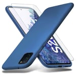 Richgle Samsung Galaxy S20 FE 4G / 5G Case & Tempered Glass Screen Protector, Slim Soft TPU Silicone Protective Case Cover Shell For Samsung Galaxy S20 FE 4G / 5G - Blue RG80540
