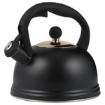 Stove Top Kettle Matte Black Stainless Steel Whistling 2 Litre Water Boiling Pot