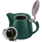 Porslin Te-kanna med Infuser, Sil och Lock | Te-kanna för 2 Personer | Mörkgrön | Te & Kaffe Te-kanna, Te-presentset - 500ml/17 Oz Green