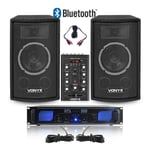 Pair Vonyx 6" Speakers Amplifier Bluetooth USB MP3 Mixer Home Party System 600W