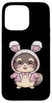 Coque pour iPhone 15 Pro Max Chinchila kawaii avec tenue de lapin