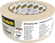 Scotch Basic Masking Tape, 1 Roll, 48 mm x 50 m, Beige - Painters Masking Tape for Indoor Painting and Decorating