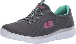 Skechers Femme Summits Sneaker, Gris Anthracite Vert, 35.5 EU