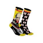 Chaussette Homme My Hero Academia Coton, 1 Paire de Chaussettes Fantaisie Homme Bakugou, Noir, Jaune, Rouge, Blanc, Taille 39/42