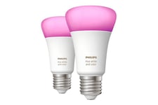 Philips Hue White and Color Ambiance - LED-glödlampa - form: A60 - E27 - 6.5 W - 16 miljoner färger/varmt till kallt vitt ljus - 2000-6500 K (paket om 2)