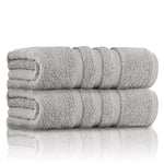 GC GAVENO CAVAILIA Ultra Soft Bath Towel Large - 550 GSM Ringspun Cotton Towels Set - Highly Absorbent Set of 2 Bath Towels - Washable, Silver