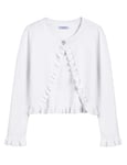 Arshiner Cardigan Basique pour Fille avec Volants et boléro Court élégant pour Robe de Communion, Robe de baptême Reines Blanc 110