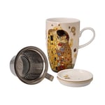 Goebel Tasse à thé avec couvercle et passoire à collectionner Gustav Klimt le Baiser, 11,5 x 8 x 14 cm, 0,45 l, 67-072-02-1