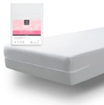 Tural Housse de Matelas 160x190/200cm Toucher de Soie Tissu Éponge Microfibre Certifié Oeko-TEX Bonnet 30 Blanc