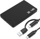 Boitier Disque Dur Externe 2.5'',5Gbps USB 3.1 Gen 2 Boitier Externe Disque,sata USB pour SATA HDD et SSD de 7/9.5 mm,accélération UASP & Trim,sans Outils,Câble USB A/USB C- Noir(Q286)