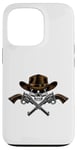 Coque pour iPhone 13 Pro Chapeau de cowboy pistolets crâne pirate croix os