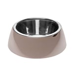 Ferplast Gamelle pour Chien Gamelle pour Chat Jolie - Gamelles pour Chien en Acier Inoxydable pour l'eau et la Nourriture avec Support en Plastique, antidérapant, Moyen (0,9 L), Gris