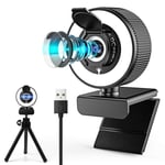 CSK 2K Webcam with Microphone for PC, HD Streaming Webcam with Privacy Cover and Tripod, Plug and Play, 90-degree Wide-angle USB Camera, Suitable for Laptop, Mac, Youtube, Skype, Conference, Game