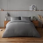 Silentnight Supersoft Collection Charcoal Duvet Cover Set. Supersoft Snuggly Easy Care Duvet Cover Quilt Bedding Set - King (220cm x 230cm) + 2 Matching Pillowcase