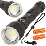 Laddbar ficklampa - CREE XHP160 LED - 23 cm - Flygplansaluminium