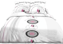 Le Linge de Jules Housse de Couette 220x240 + 2 Taies Pur Coton 57 Fils Dream Rose